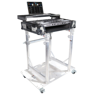 ProX Modular Mobile Media TV DJ Station Booth for ProX XT-GRU Rapid Grid Modular System and base plate with wheels