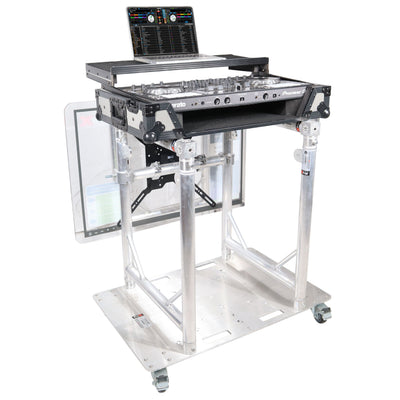 ProX Modular Mobile Media TV DJ Station Booth for ProX XT-GRU Rapid Grid Modular System and base plate with wheels