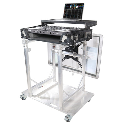 ProX Modular Mobile Media TV DJ Station Booth for ProX XT-GRU Rapid Grid Modular System and base plate with wheels