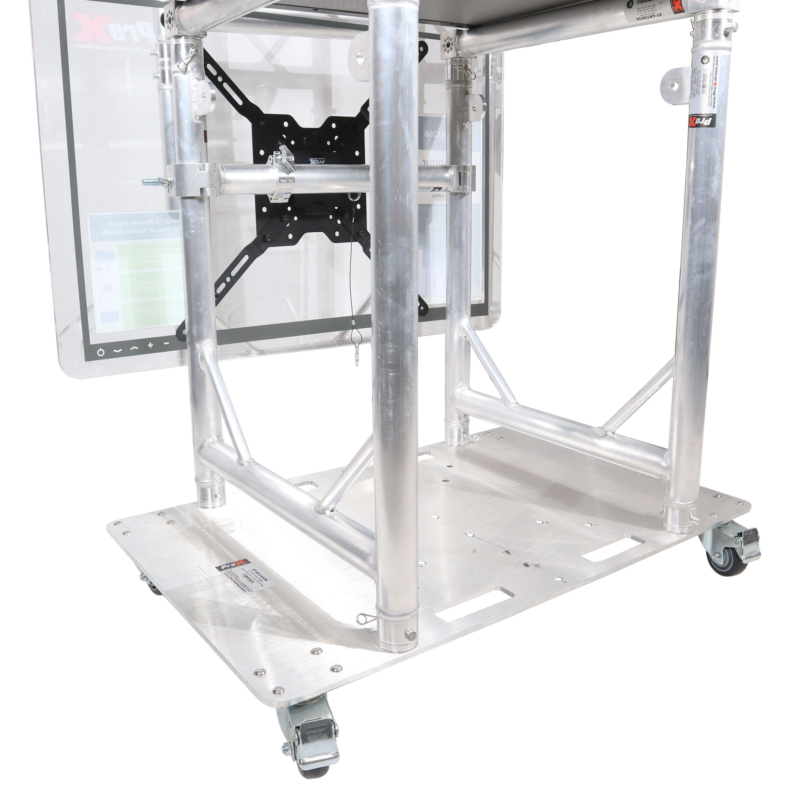 ProX Modular Mobile Media TV DJ Station Booth for ProX XT-GRU Rapid Grid Modular System and base plate with wheels