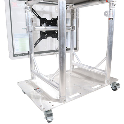 ProX Modular Mobile Media TV DJ Station Booth for ProX XT-GRU Rapid Grid Modular System and base plate with wheels