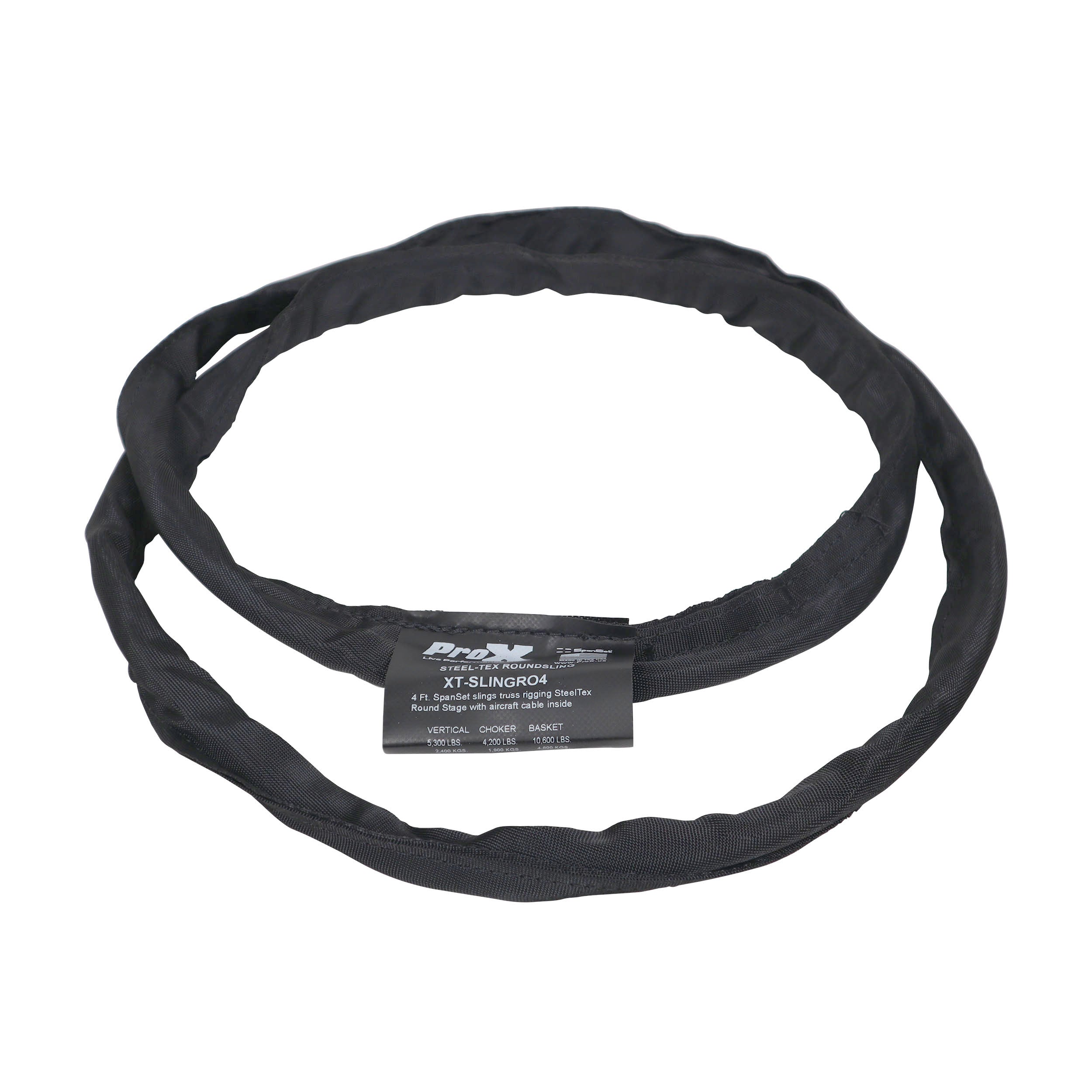 ProX 4ft SpanSet slings truss rigging SteelTex™ Round Stage with aircraft steel cable inside - Made in USA
