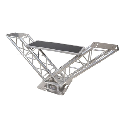 ProX XT-VERRAZANO24 - VERRAZANO V-Shape Aluminum Truss DJ Table with Elevated Monitor Shelves and 24" Base Plate.