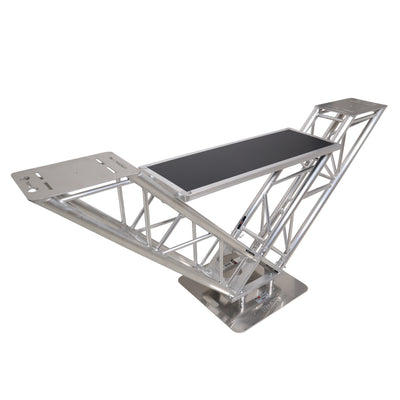ProX XT-VERRAZANO24 - VERRAZANO V-Shape Aluminum Truss DJ Table with Elevated Monitor Shelves and 24" Base Plate.