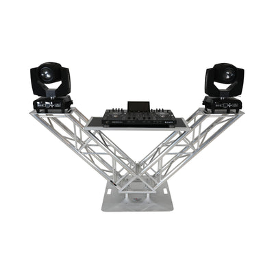 ProX XT-VERRAZANO30 - V-Shape Aluminum Truss DJ Table with Elevated Monitor Shelves and 30" Base Plate
