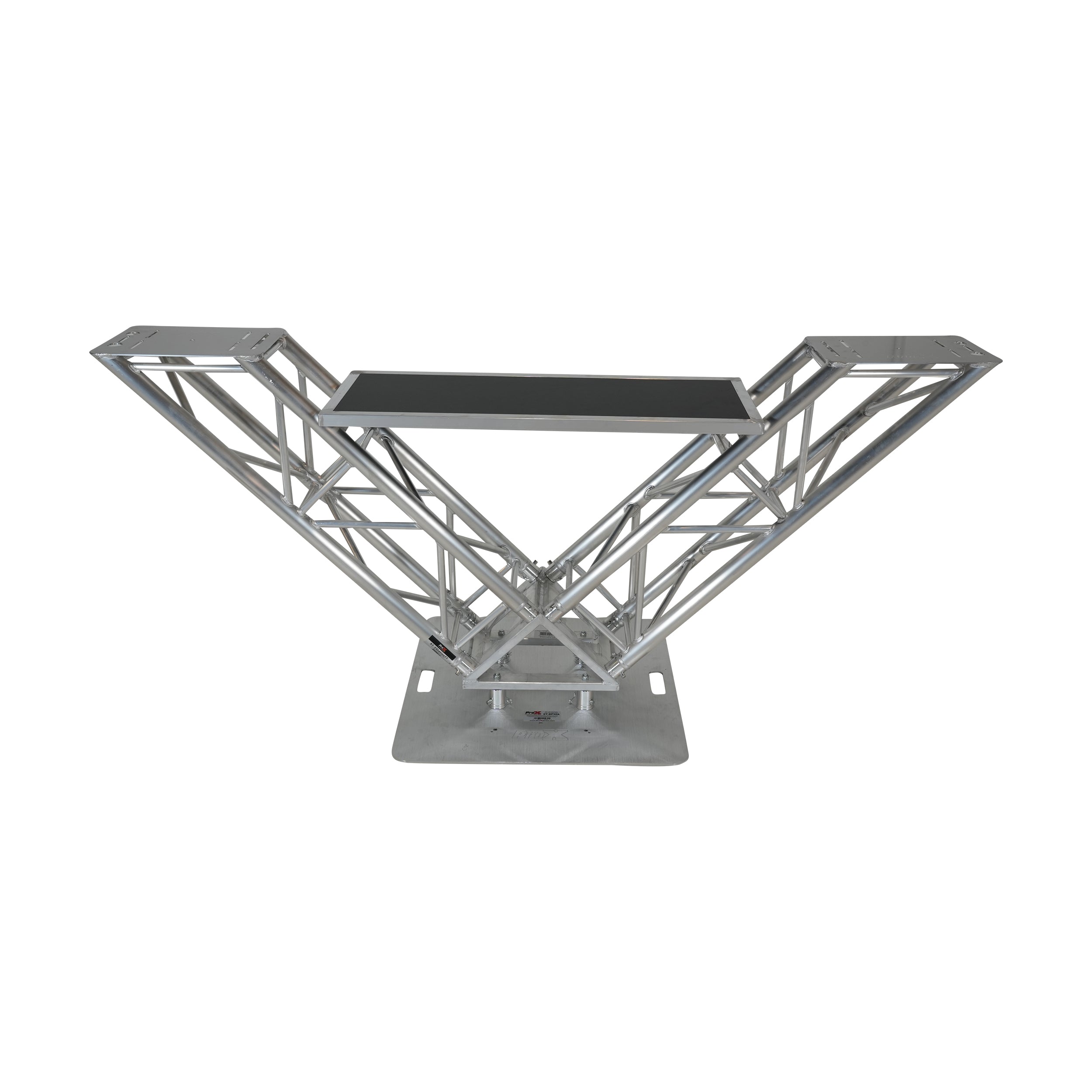 ProX XT-VERRAZANO30 - V-Shape Aluminum Truss DJ Table with Elevated Monitor Shelves and 30" Base Plate