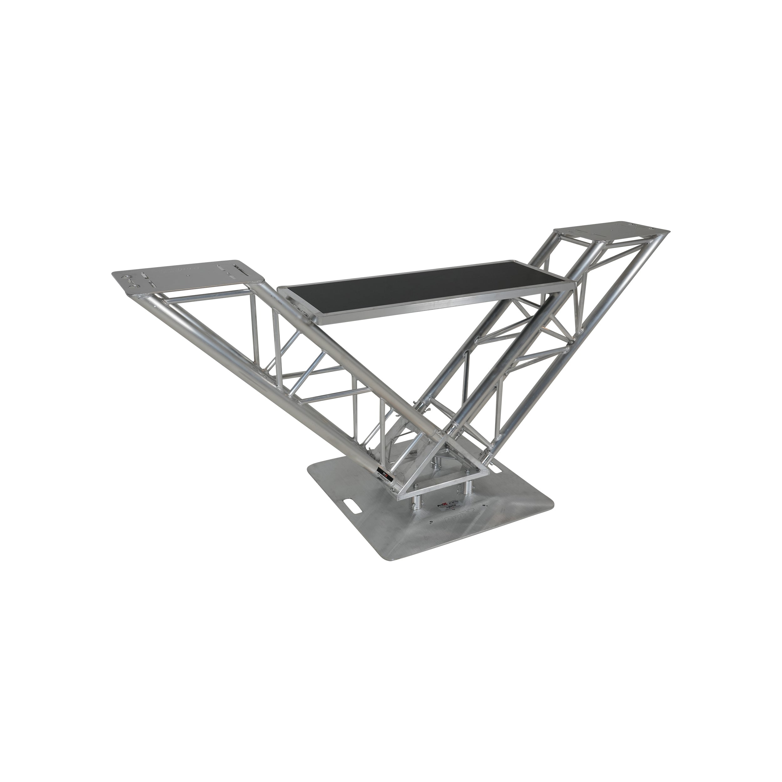 ProX XT-VERRAZANO30 - V-Shape Aluminum Truss DJ Table with Elevated Monitor Shelves and 30" Base Plate