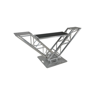 ProX XT-VERRAZANO30 - V-Shape Aluminum Truss DJ Table with Elevated Monitor Shelves and 30" Base Plate