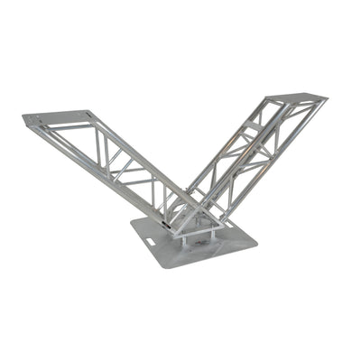 ProX XT-VERRAZANO30 - V-Shape Aluminum Truss DJ Table with Elevated Monitor Shelves and 30" Base Plate