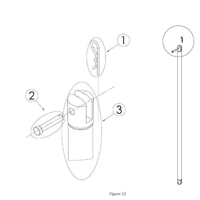 ProX Short Fantek Lifting Tower Tie Rod Pin for Frontal Aluminum Components - Outrigger Pin