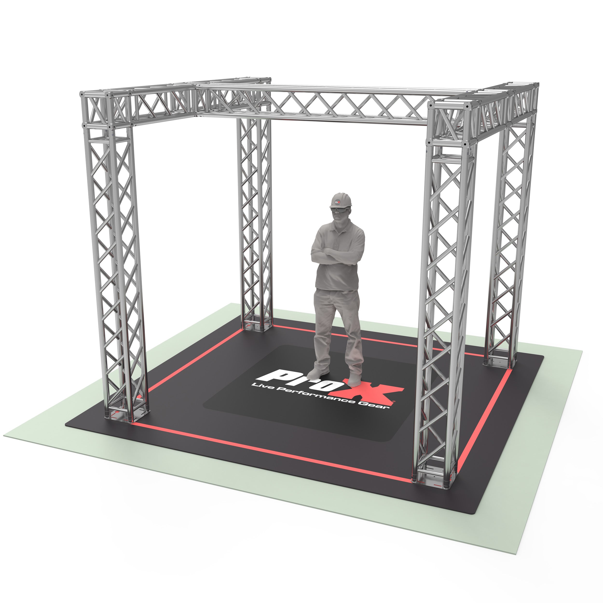 ProX Tradeshow Booth 10.11 W X 9.42 L X 9.20 FT H with H Shape Design in center - 2mm Heavy Duty Truss