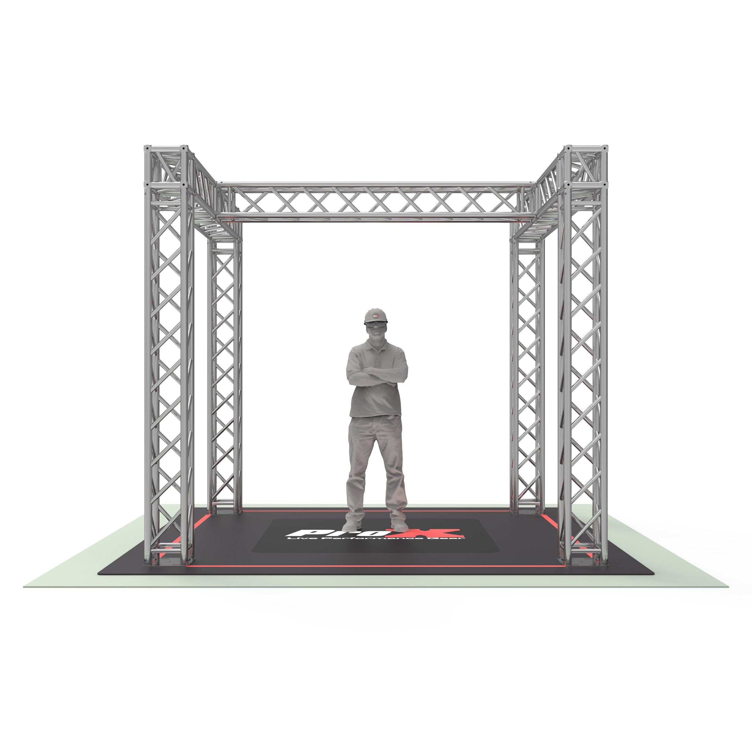 ProX Tradeshow Booth 10.11 W X 9.42 L X 9.20 FT H with H Shape Design in center - 2mm Heavy Duty Truss