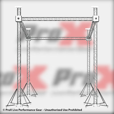 ProX F34 Stage Shed Slant Sloping Roofing Truss System with Ground Support and Chain Hoists – 20x20x23 Ft.