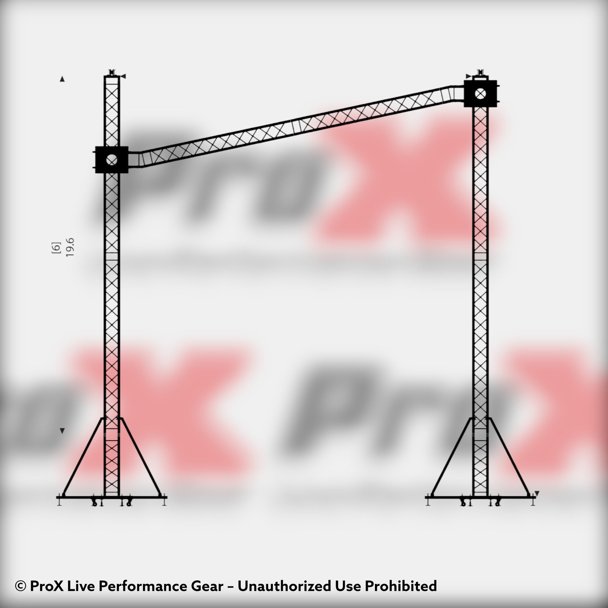 ProX F34 Stage Shed Slant Sloping Roofing Truss System with Ground Support and Chain Hoists – 20x20x23 Ft.