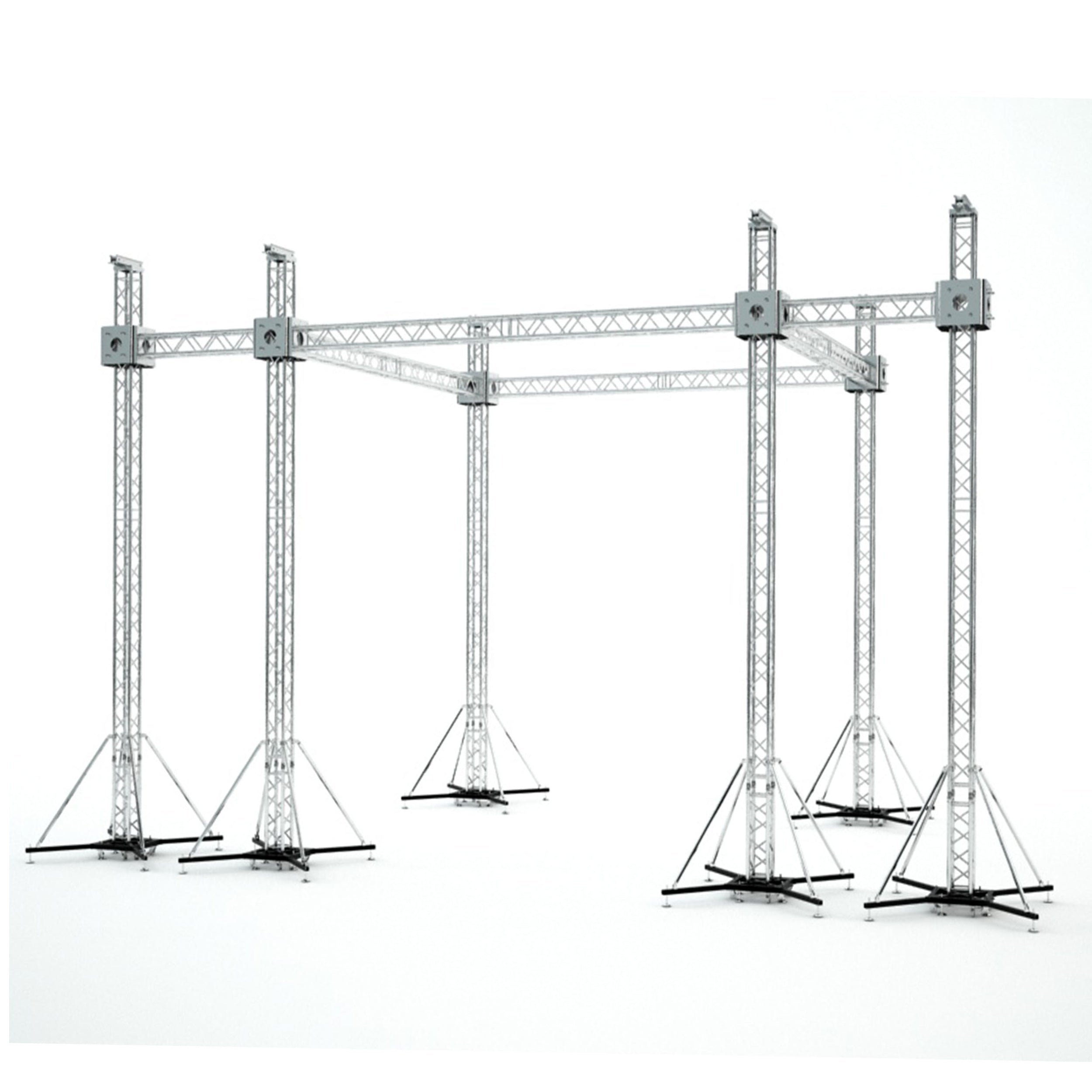 ProX Flat Stage Roofing System with 7 Ft Speaker Wings and 6 Chain Hoists | 30 Ft W x 20 Ft L x 23 Ft H
