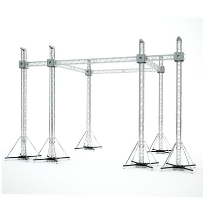 ProX Flat Stage Roofing System with 7 Ft Speaker Wings and 6 Chain Hoists | 30 Ft W x 20 Ft L x 23 Ft H
