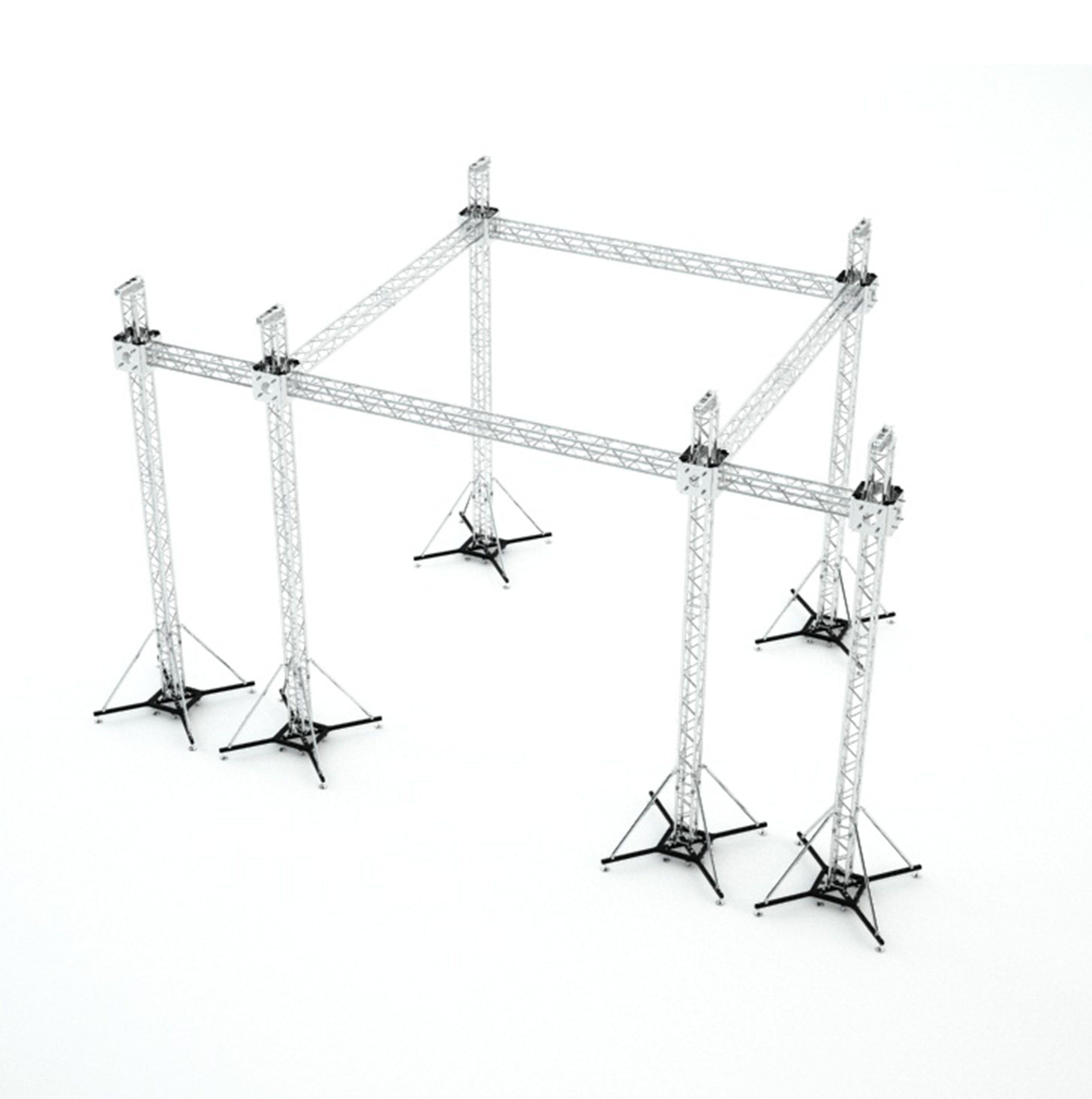 ProX Flat Stage Roofing System with 7 Ft Speaker Wings and 6 Chain Hoists | 20 Ft W x 20 Ft L x 23 Ft H