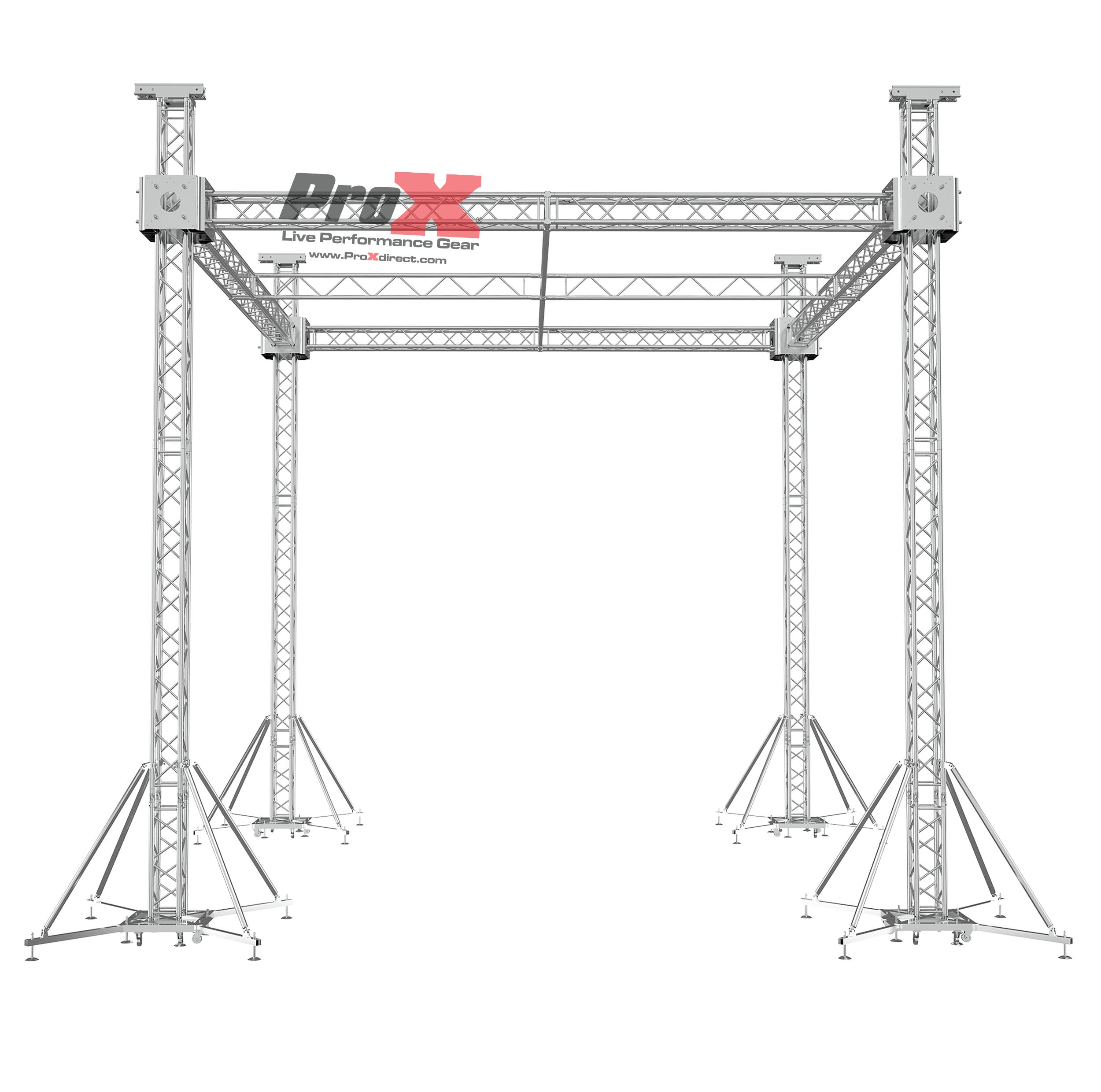 ProX F34 Stage Roofing Truss System with Ground Support and Chain Hoists – 21 x 21 x 23 Ft F32 Center Cross