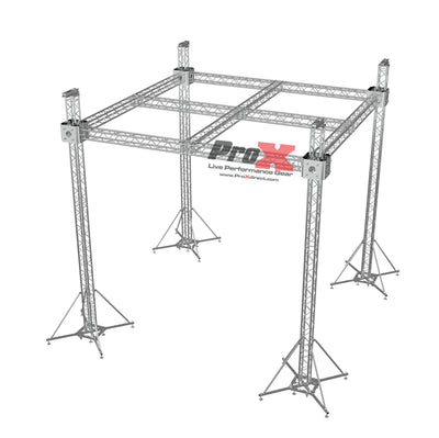 ProX F34 Stage Roofing Ground Support Truss System with F34 Center Cross and Chain Hoists – 21 x 21 x 23 Ft