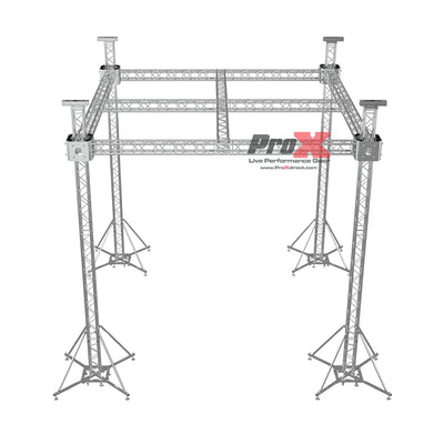 ProX F34 Stage Roofing Ground Support Truss System with F34 Center Cross and Chain Hoists – 21 x 21 x 23 Ft