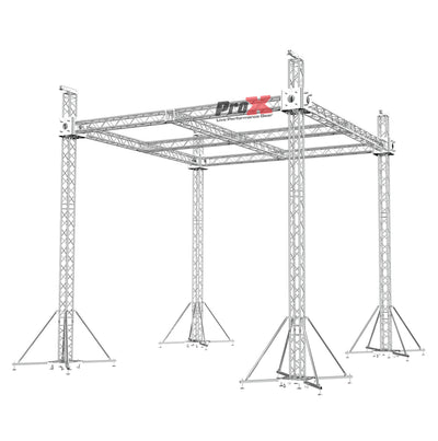 ProX F34 Stage Roofing Ground Support Truss System with F34 Center Cross and Chain Hoists – 21 x 21 x 23 Ft