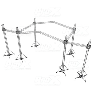 ProX 12D PR2 Stage Roofing System with 7 Ft Speaker Wings and 6 Chain Hoists | 30 Ft W x 20 Ft L x 23 Ft H
