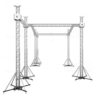 ProX 12D PR2 Stage Roofing System with 7 Ft Speaker Wings and 6 Chain Hoists | 30 Ft W x 20 Ft L x 23 Ft H