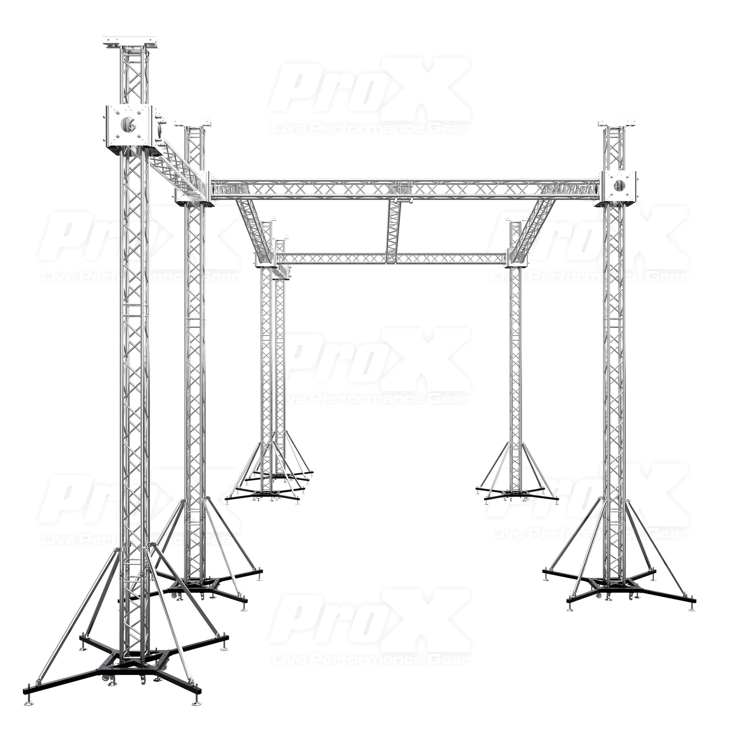 ProX 12D PR3 Stage Roofing System with 7 Ft Speaker Wings and 6 Chain Hoists | 30 Ft W x 20 Ft L x 23 Ft H
