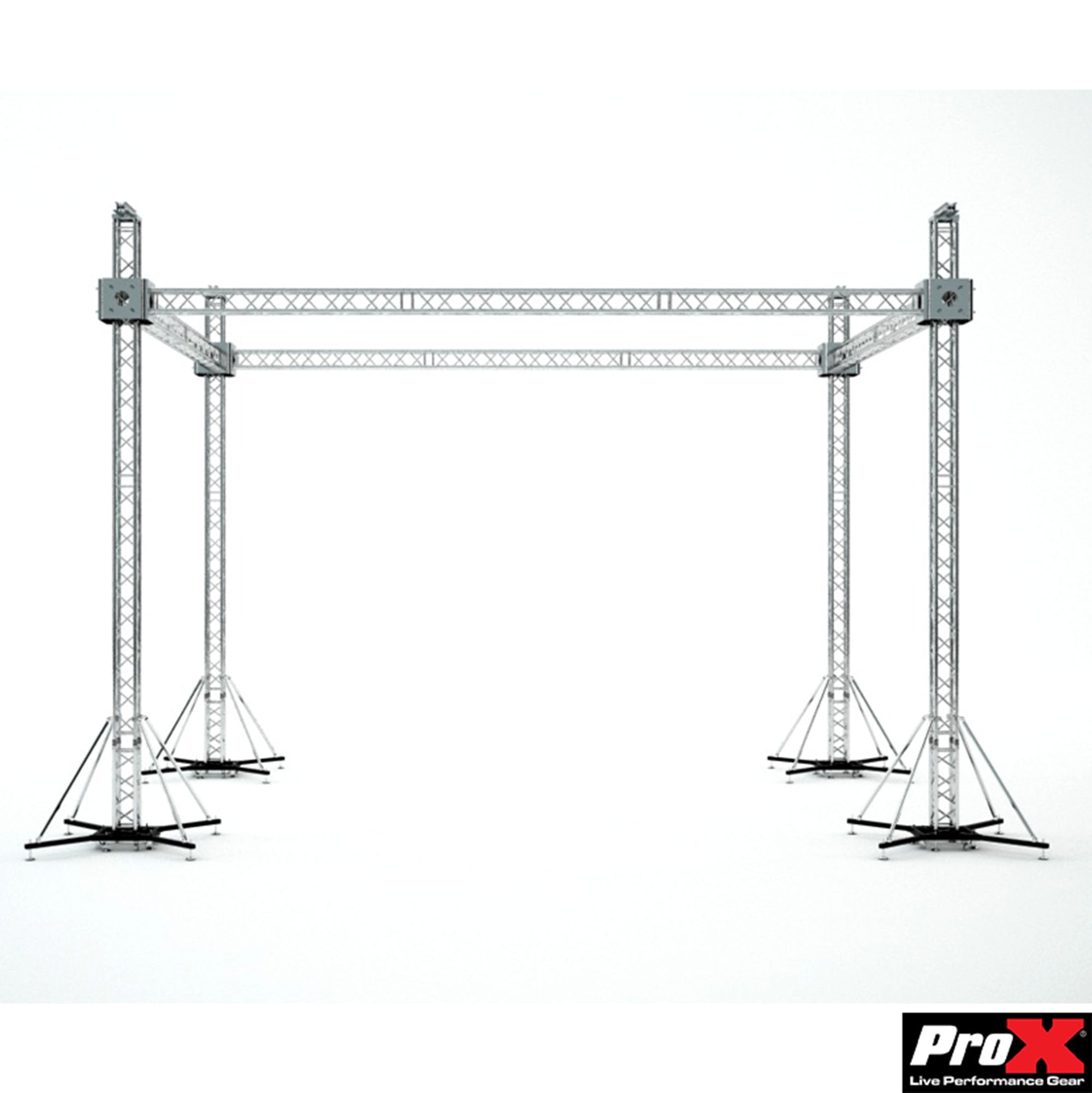ProX Stage Flat Roofing System Package With 4 Chain Hoists | 30 Ft W x 20 Ft L x 23 Ft H