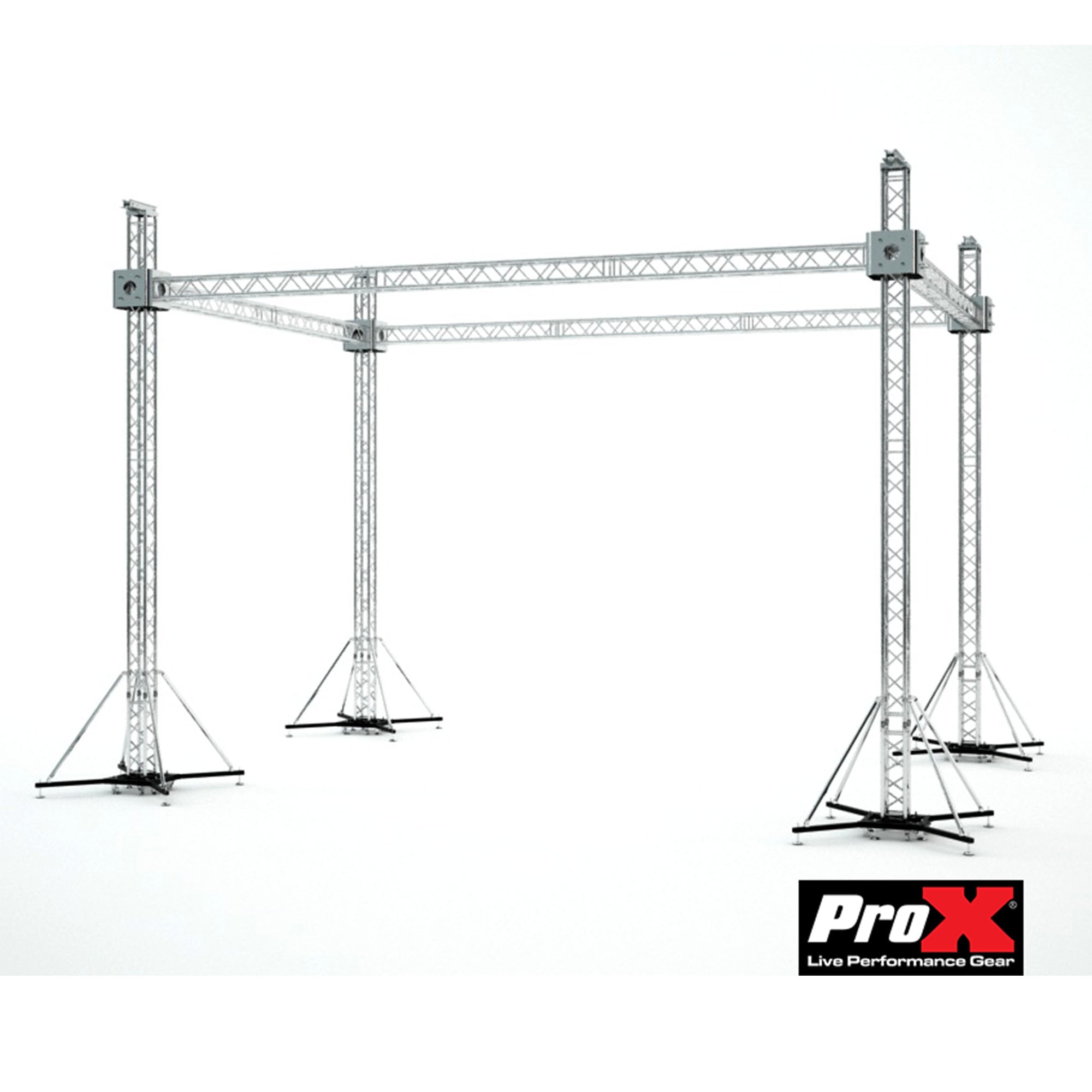 ProX Stage Flat Roofing System Package With 4 Chain Hoists | 30 Ft W x 20 Ft L x 23 Ft H