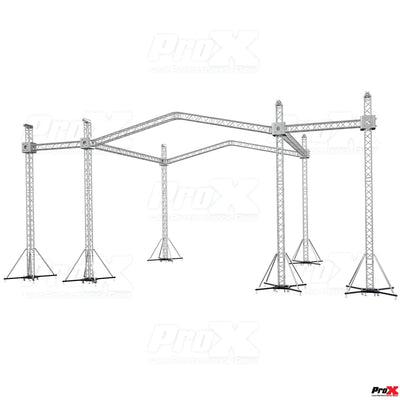 ProX 12D Stage Roofing System with 7 Ft Speaker Wings and 6 Chain Hoists | 30 Ft W x 30 Ft L x 23 Ft H