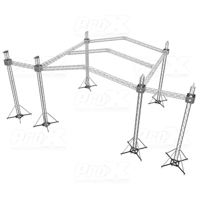 ProX 12D Stage Roofing System 30'W x 30'L x 23'H & Speaker Wings - Incl 6 Chain Hoist