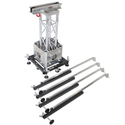 ProX Truss Tower Stage Roofing System Package -Top Block | Hinges | Base | Outriggers and 3.28 Ft. 2 mm Wall Truss Segment