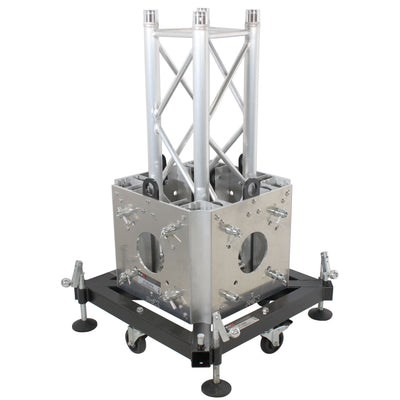 ProX Truss Tower Stage Roofing System Package -Top Block | Hinges | Base | Outriggers and 3.28 Ft. 2 mm Wall Truss Segment