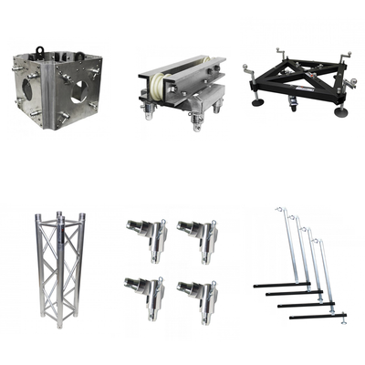 ProX Truss Tower Stage Roofing System Package -Top Block | Hinges | Base | Outriggers and 3.28 Ft. 2 mm Wall Truss Segment