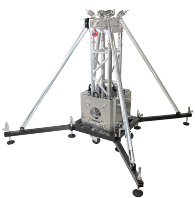 ProX PRO Truss Tower Stage Lift System Package -Top Block | Hinges | Base | Outriggers and 3.28 Ft. 3 mm Ladder Truss Segment