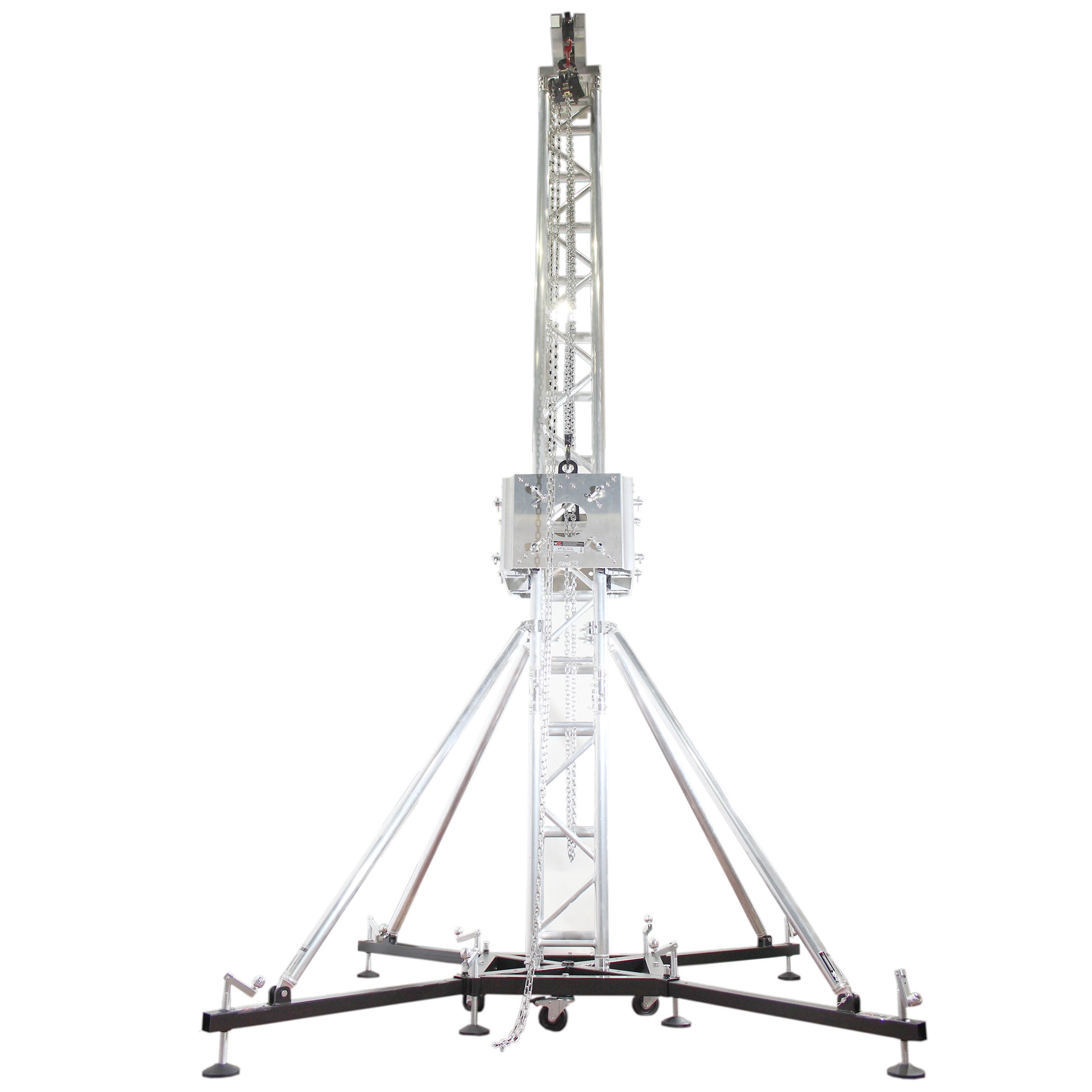 ProX PRO Truss Tower Stage Lift System Package -Top Block | Hinges | Base | Outriggers and 3.28 Ft. 3 mm Ladder Truss Segment