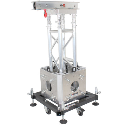 ProX PRO Truss Tower Stage Lift System Package -Top Block | Hinges | Base | Outriggers and 3.28 Ft. 3 mm Ladder Truss Segment