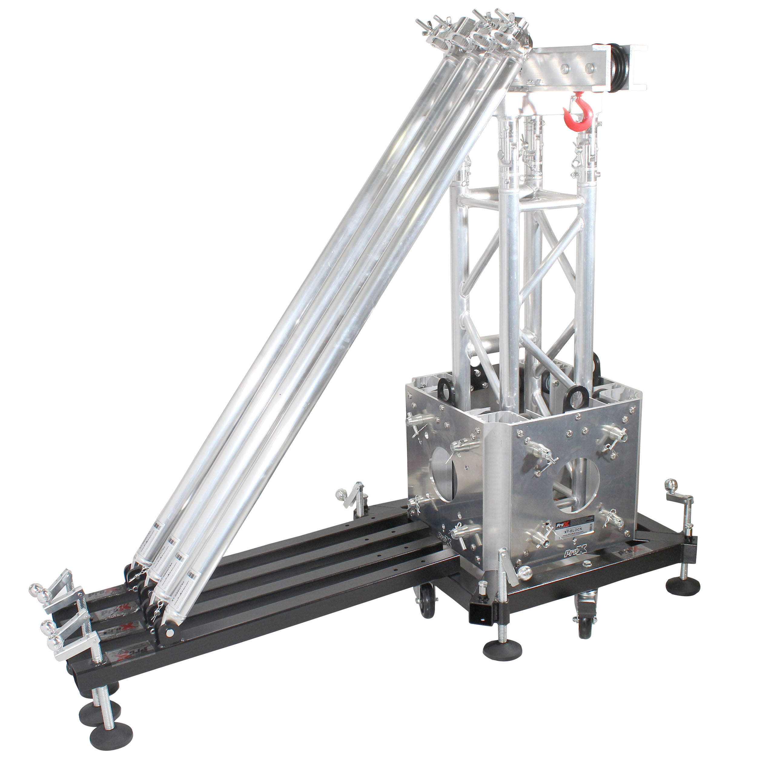 ProX PRO Truss Tower Stage Lift System Package -Top Block | Hinges | Base | Outriggers and 3.28 Ft. 3 mm Ladder Truss Segment