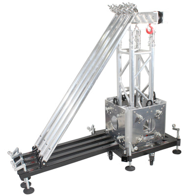 ProX PRO Truss Tower Stage Lift System Package -Top Block | Hinges | Base | Outriggers and 3.28 Ft. 3 mm Ladder Truss Segment