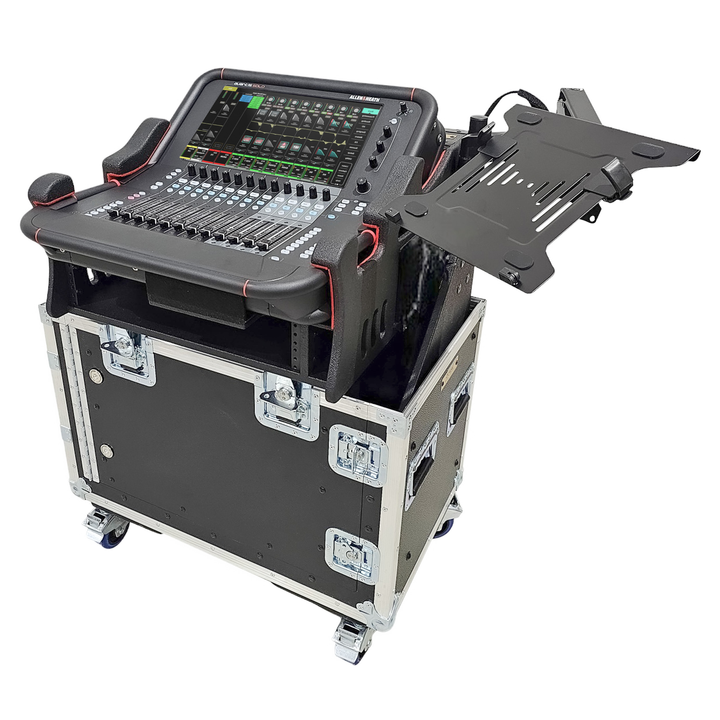 ProX Allen and Heath AVANTIS SOLO Flip-Ready Hydraulic Console Easy Retracting Lifting Detachable w/ 2U Rack Space Case by ZCASE