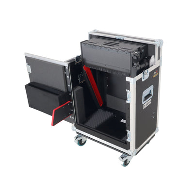 ProX Allen and Heath QU-5 Flip-Ready Hydraulic Console Easy Retracting Lifting Case 1U and Laptop Display Arm by ZCASE