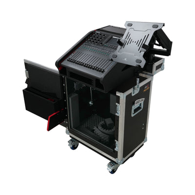 ProX Allen and Heath QU-5 Flip-Ready Hydraulic Console Easy Retracting Lifting Case 1U and Laptop Display Arm by ZCASE