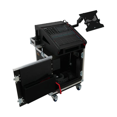 ProX Allen and Heath QU-5 Flip-Ready Hydraulic Console Easy Retracting Lifting Case 1U and Laptop Display Arm by ZCASE