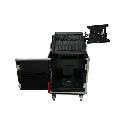 ProX Allen and Heath QU-5 Flip-Ready Hydraulic Console Easy Retracting Lifting Case 1U and Laptop Display Arm by ZCASE