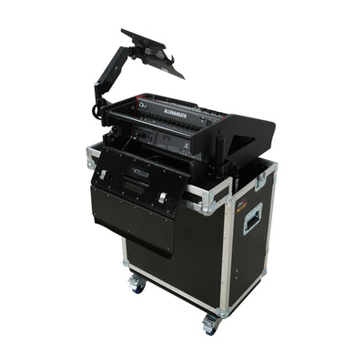 ProX Allen and Heath QU-5 Flip-Ready Hydraulic Console Easy Retracting Lifting Case 1U and Laptop Display Arm by ZCASE