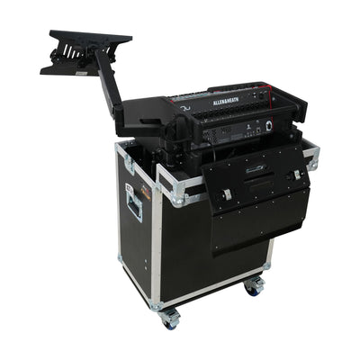 ProX Allen and Heath QU-5 Flip-Ready Hydraulic Console Easy Retracting Lifting Case 1U and Laptop Display Arm by ZCASE