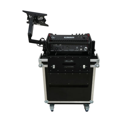 ProX Allen and Heath QU-5 Flip-Ready Hydraulic Console Easy Retracting Lifting Case 1U and Laptop Display Arm by ZCASE