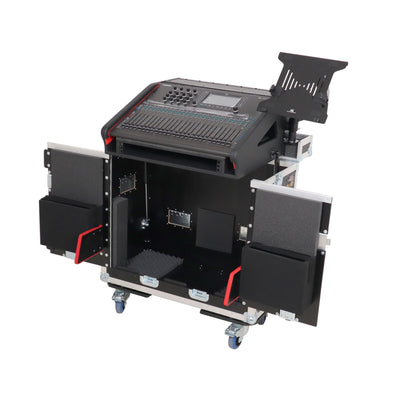 ProX Allen and Heath QU-6 Flip-Ready Hydraulic Console Easy Retracting Lifting Case 1U and Laptop Display Arm by ZCASE