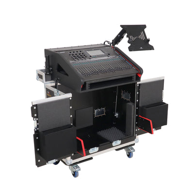 ProX Allen and Heath QU-6 Flip-Ready Hydraulic Console Easy Retracting Lifting Case 1U and Laptop Display Arm by ZCASE